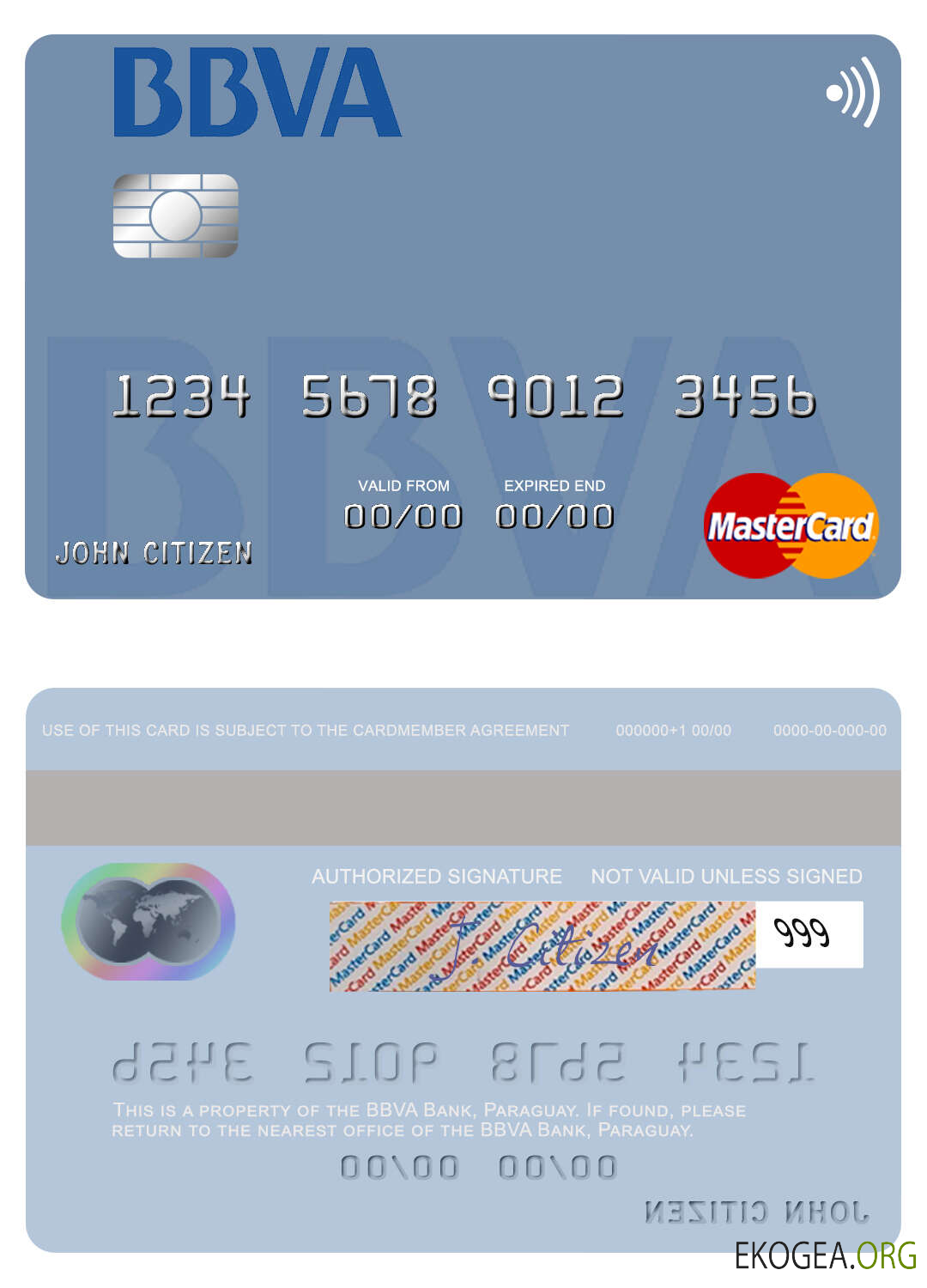 Carte Mastercard de la Banque BBVA du Paraguay